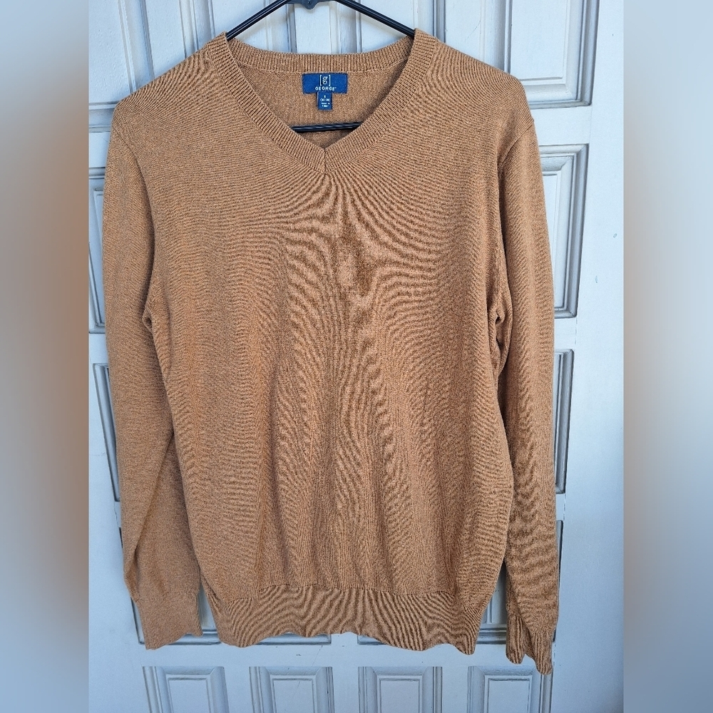George Mens Sweater SzS Gold V Neck Long Sleeves